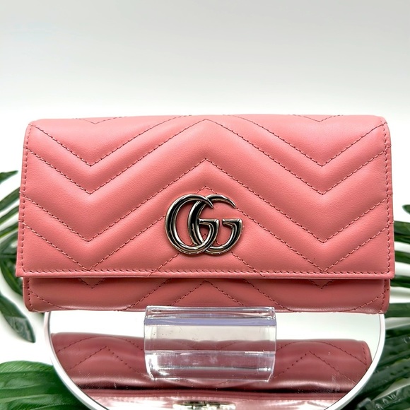 Gucci Handbags - GUCCI Two fold GG Marmont Continental wallet long Leather